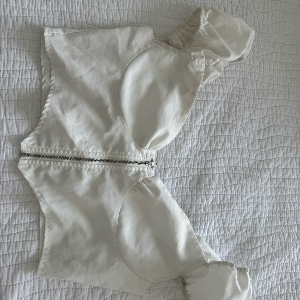 Shein White Zippered Bustier Top
